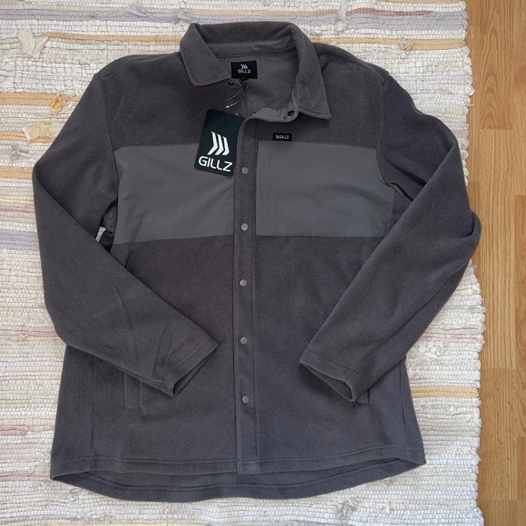 NWT Men’s Gillz Gray Microfiber Snapfront Fleece Size XL - Picture 1 of 5